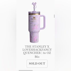 LOVE SHACK FANCY x STANLEY 40oz “Happy Thoughts” Purple tumbler.